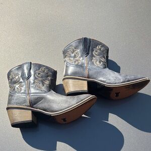 Laredo Gray Embroidered Western Ankle Booties